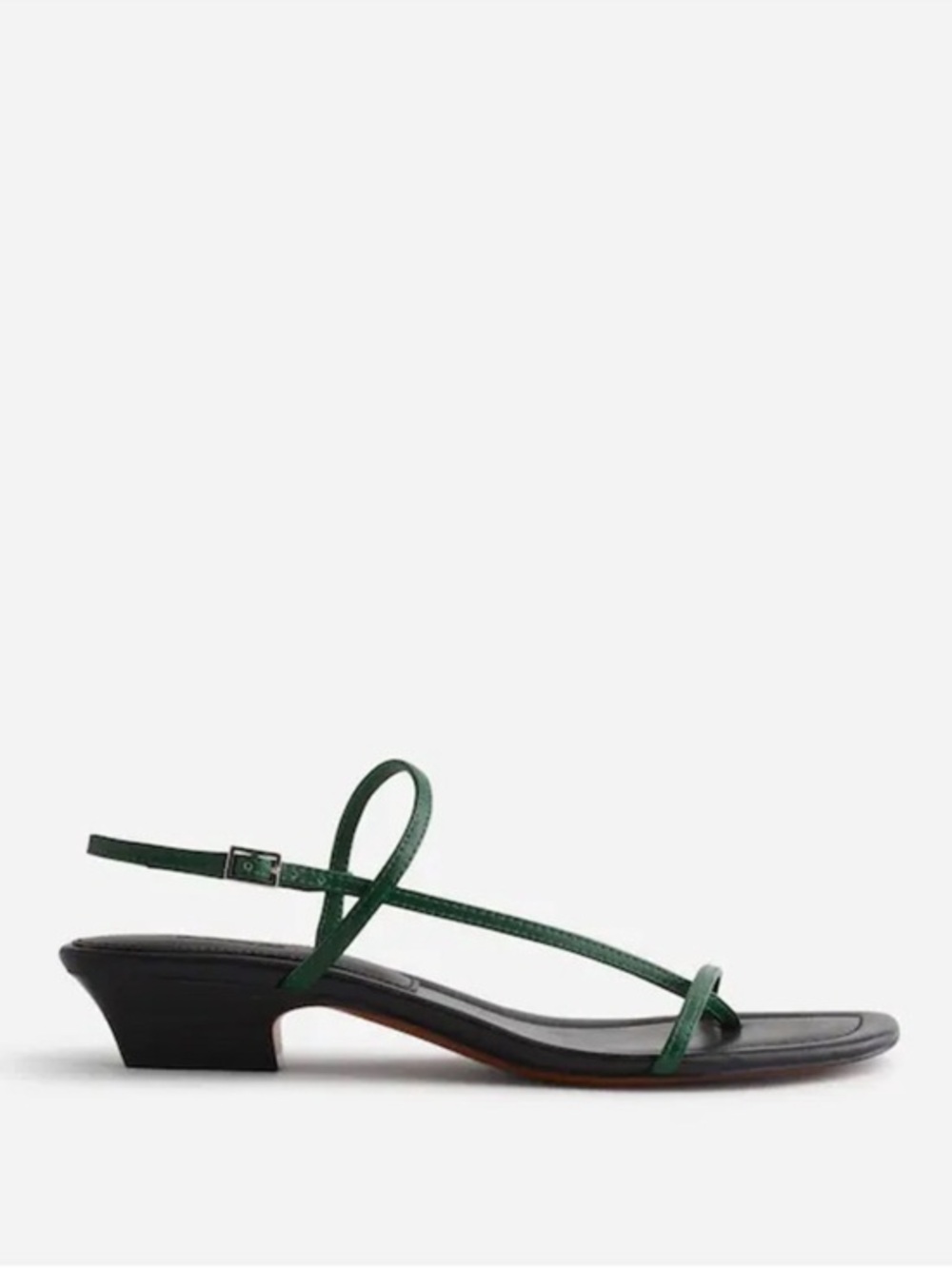 Madewell Maycie Asymmetric T-Strap Sandal Green Leather Block Heel Size 8